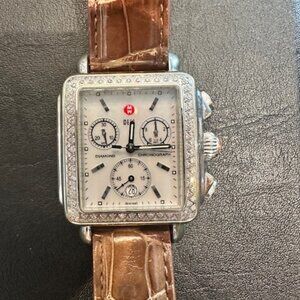 Michele Deco Stainless Steel Diamond Watch